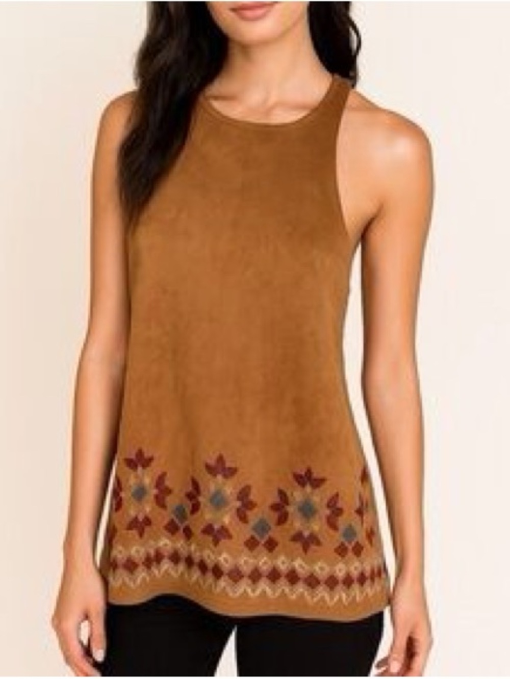Hollister Brown Embroidered Tank Top